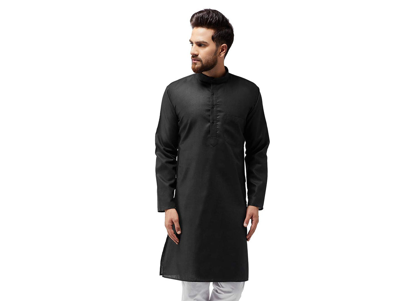 SOJANYA (Since 1958 Men's Black Cotton Only Long Kurta Size: XXL