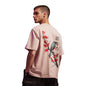 Nobero MenS Graphic Print Oversized Fit T-Shirt (1M-Twrt-C1005-Bs_Inherit-Blush