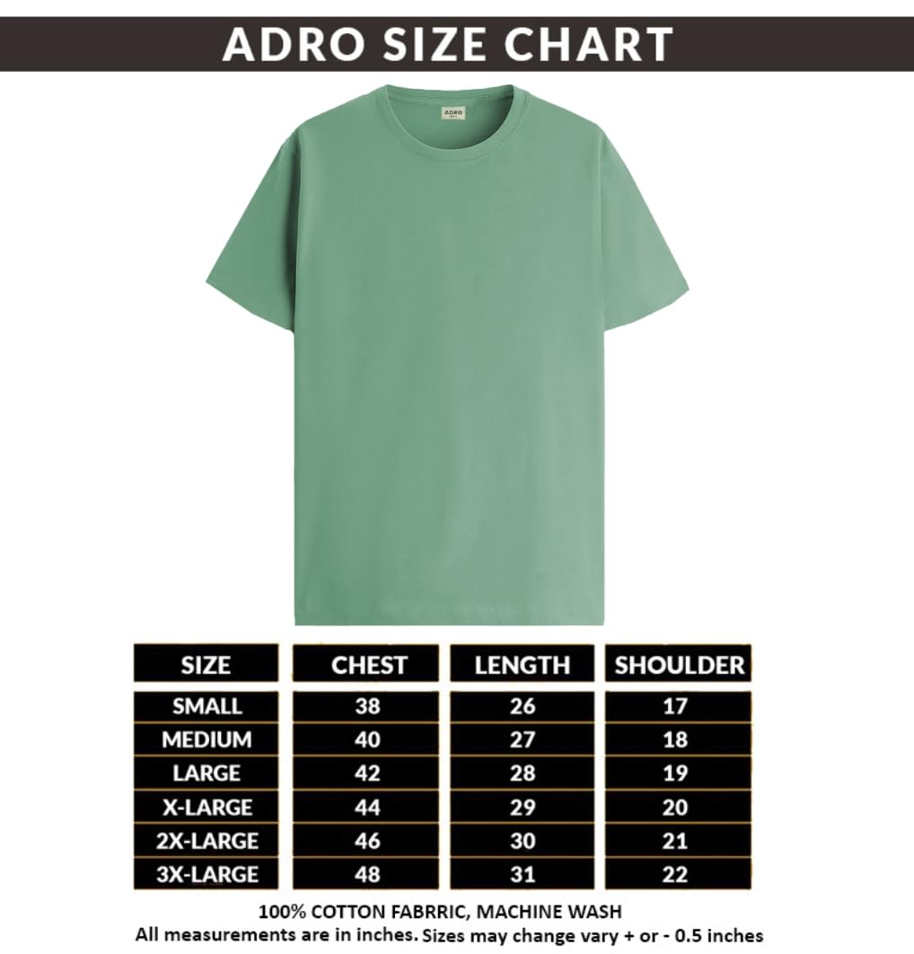 ADRO Mens Printed T Shirt - Premium Cotton Graphic Printed Tshirt - Pista T-Shirt - RN24-TIME-PT