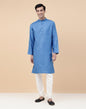 Fabindia Men's Viscose Silk Printed Slim Fit Kurta (1033090BLUE_Blue