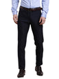 Turtle Men Navy Blue Ultra Slim Fit Dobby Flat Front Cotton Stretch Formal Trouser