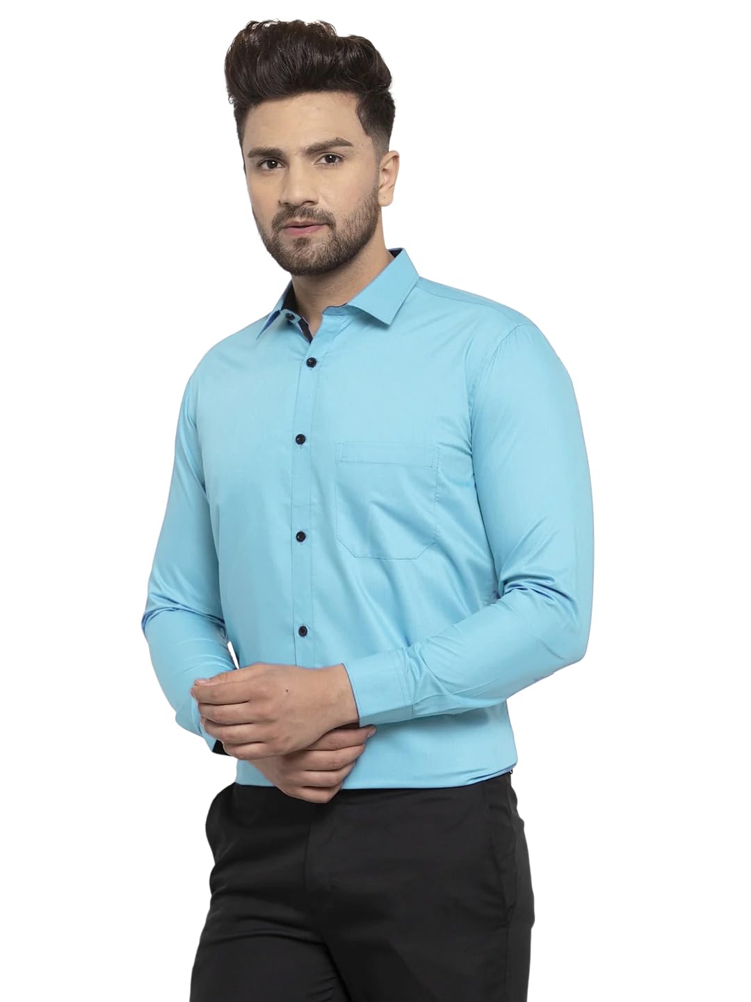 Pinkmint Mens Long Sleeve Button Down Shirt for Men Collared Casual Formal Soild Shirt