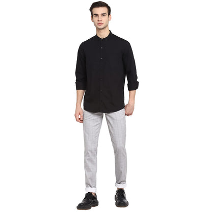 Turtle Men 100% Cotton Black Solid Slim Fit Formal Shirt