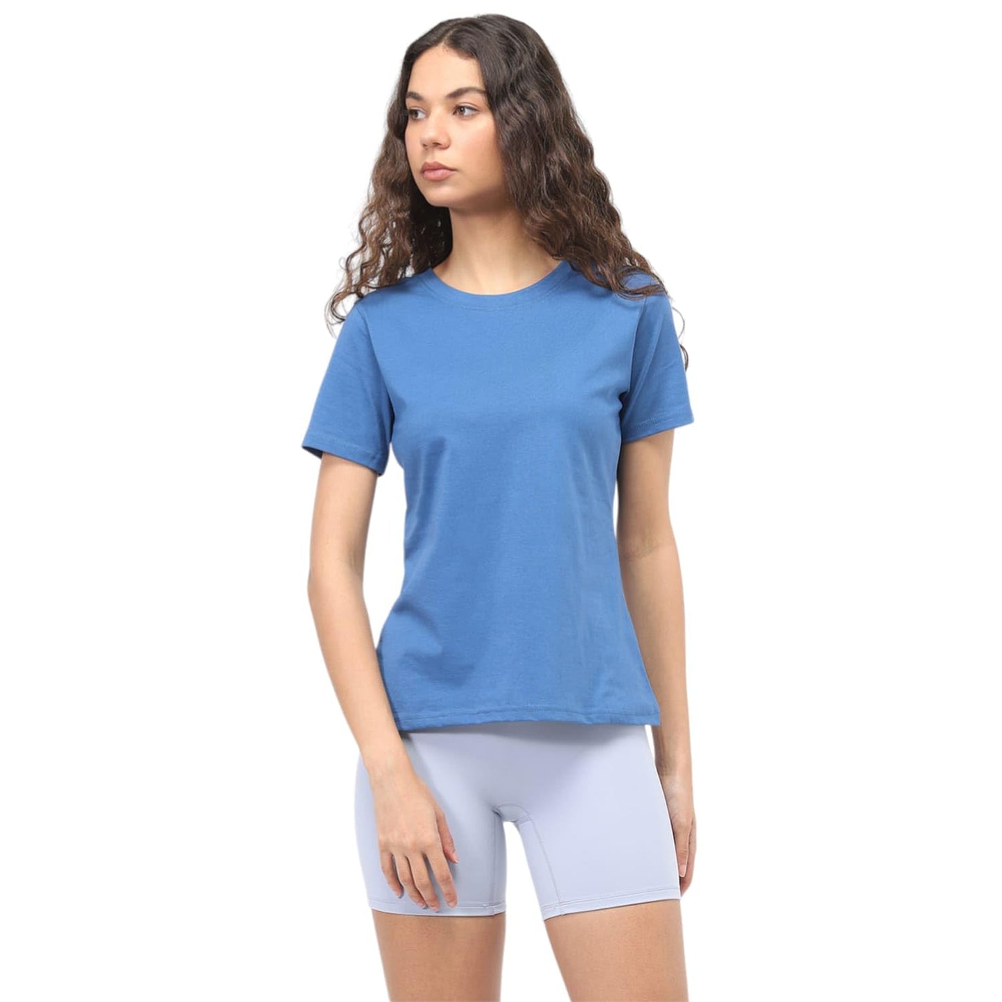 Nobero WomenS Solid Regular Fit T-Shirt (1W-Twts-R0003_Marine