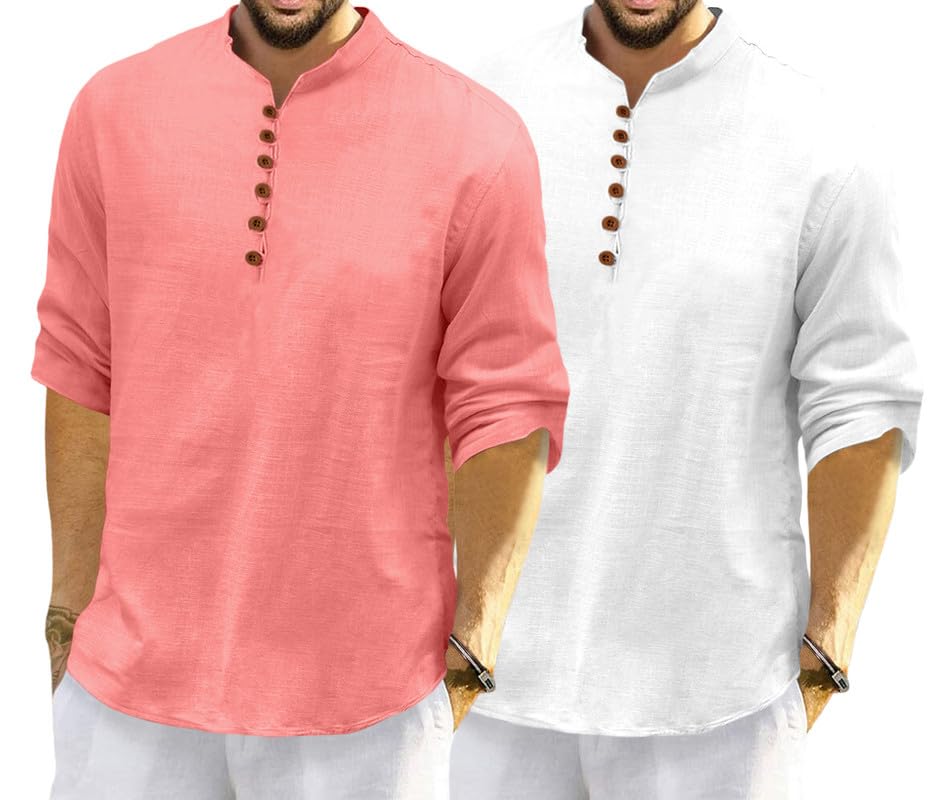 Royalscout MenS Cotton Polyester Blend Solid Regular Fit Full Sleeve Short Kurta | Ethnic, Lightweight Summer Kurta For Daily &