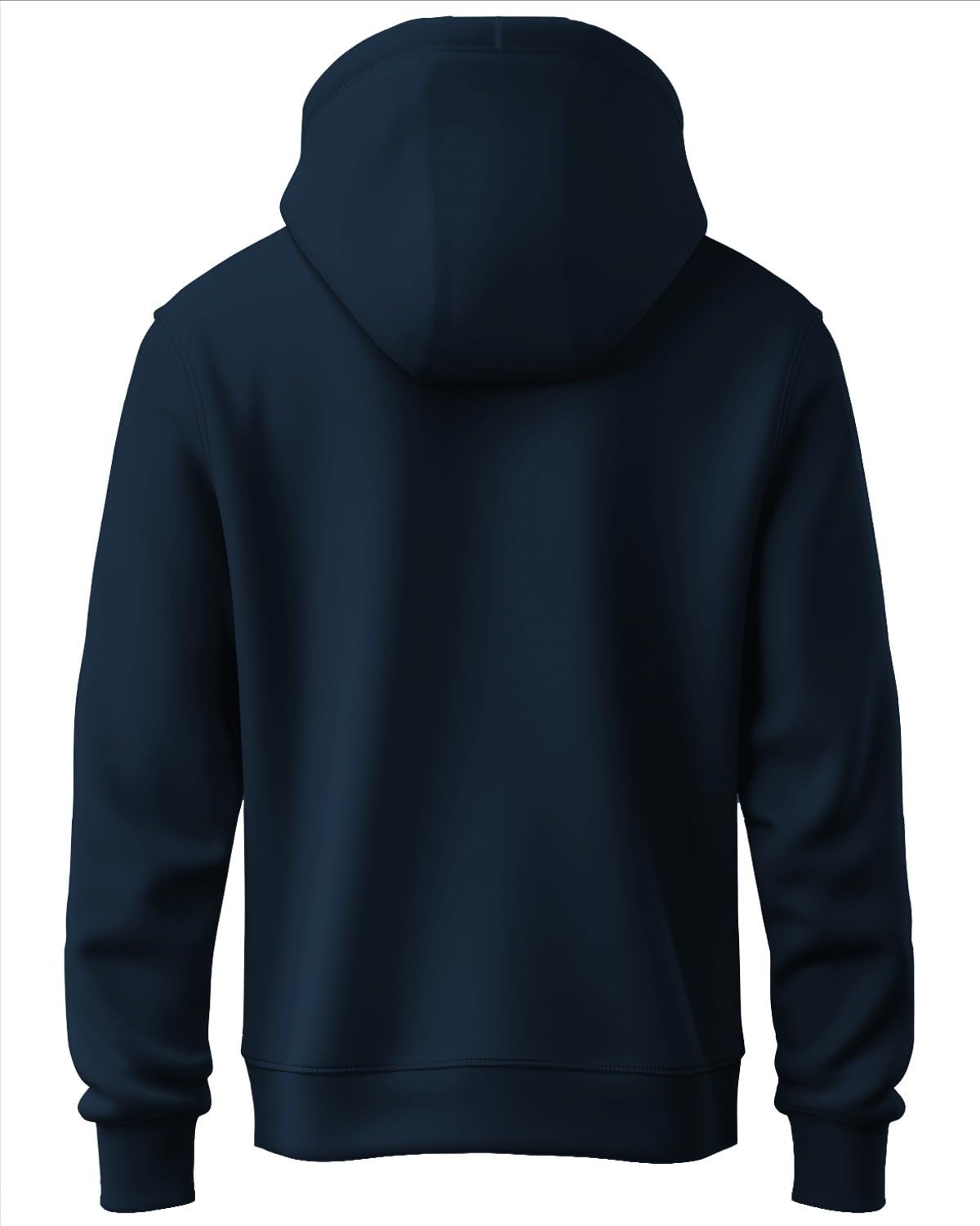 ADRO Men's Cotton Neck Hooded Sweatshirt (H24-PLN-NB_Navy Blue