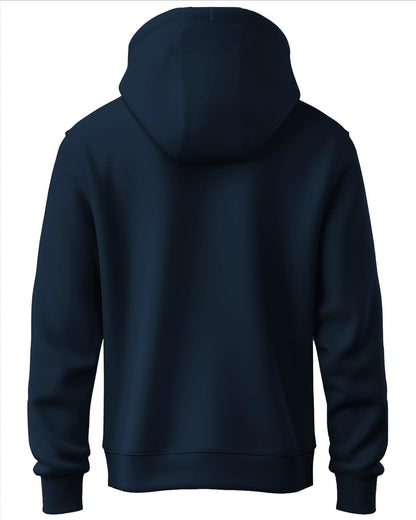 ADRO Men's Cotton Neck Hooded Sweatshirt (H24-PLN-NB_Navy Blue