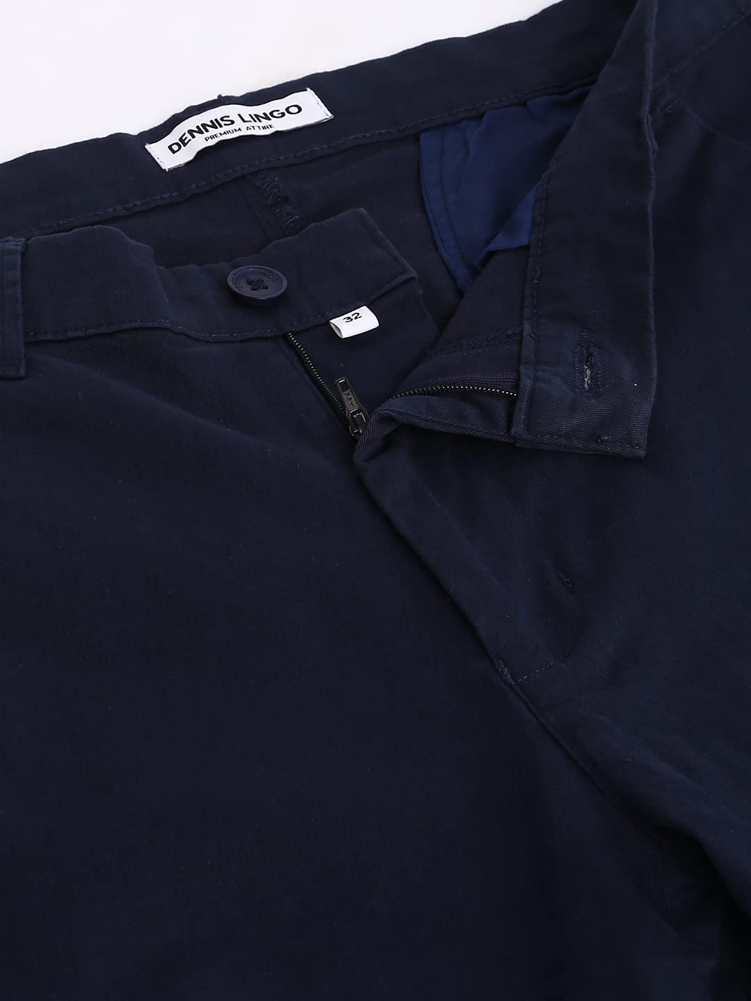 Dennis Lingo Solid Cotton Mens Casual Trouser, Tapered Fit, Mid Rise, Ankle Length Chinos Trousers Navy