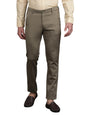 Turtle Men Narrow Fit Dobby Cotton Stretch Brown Casual Trouser