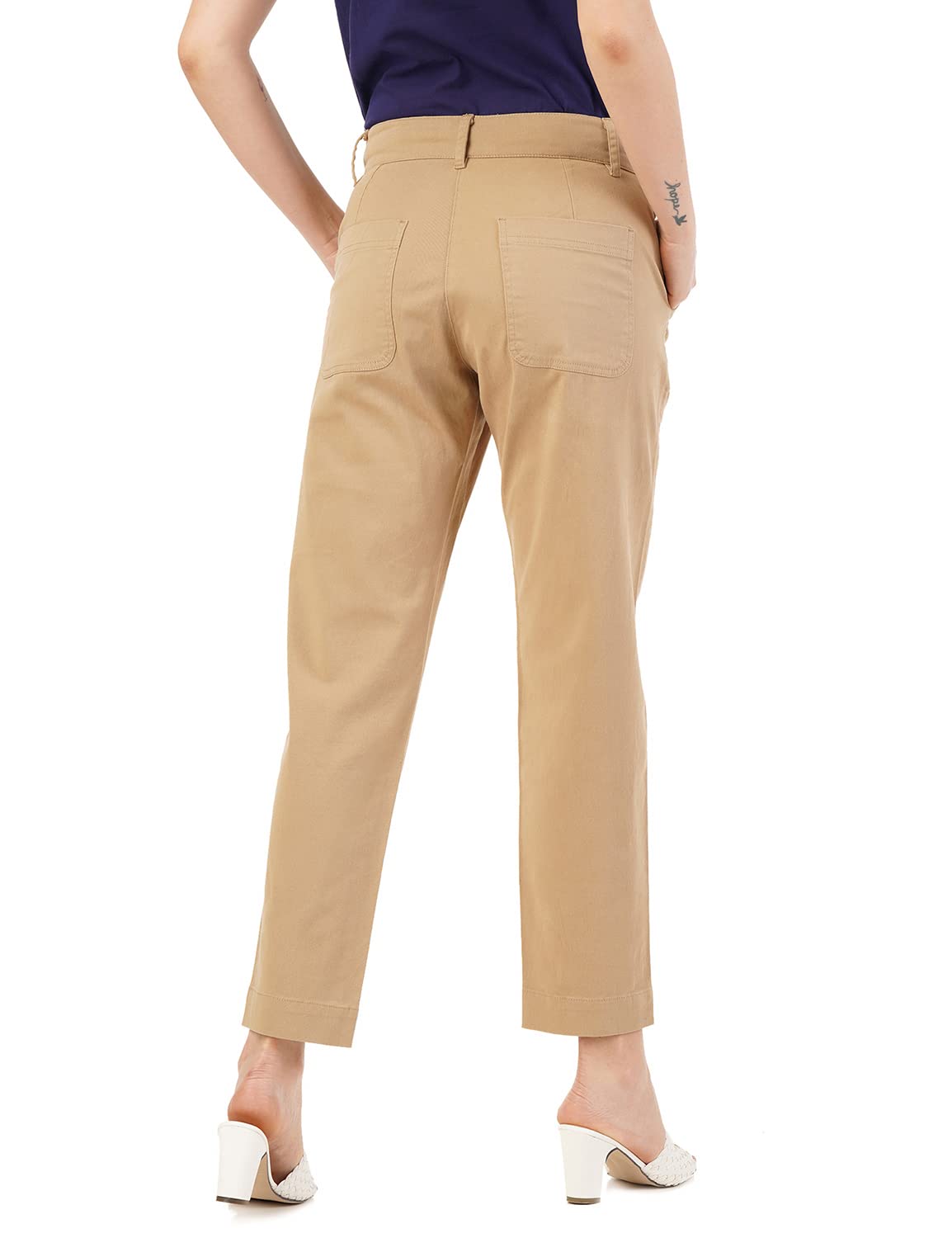 FYLTR Womens Regular Stretch Cotton, Comfortable, Soft Khaki Trousers
