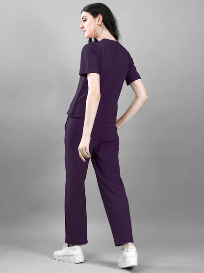 Selvia Womens Co-ords Set|Lycra Top and Trouser Set|Casual Co-ords Set for Women|Two Piece Co-ord Set|Top & Pant Set(707CTK1166