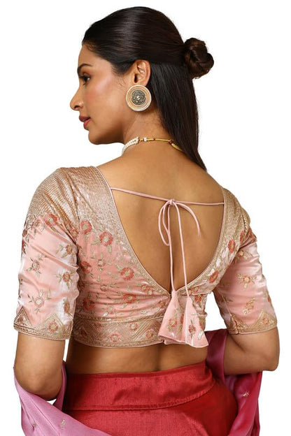 Soch Womens Peach Organza Embellished Blouse With Sequins