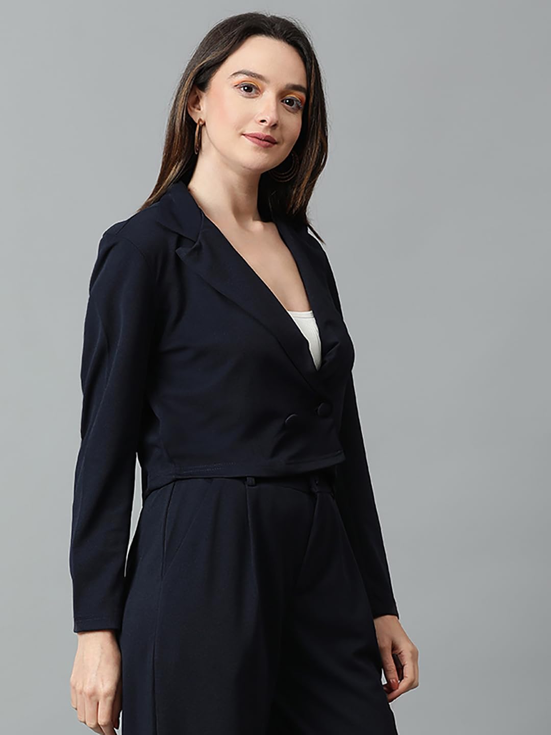 Kotty WomenS Solid Single Breasted Casual Blazer Navy Blue