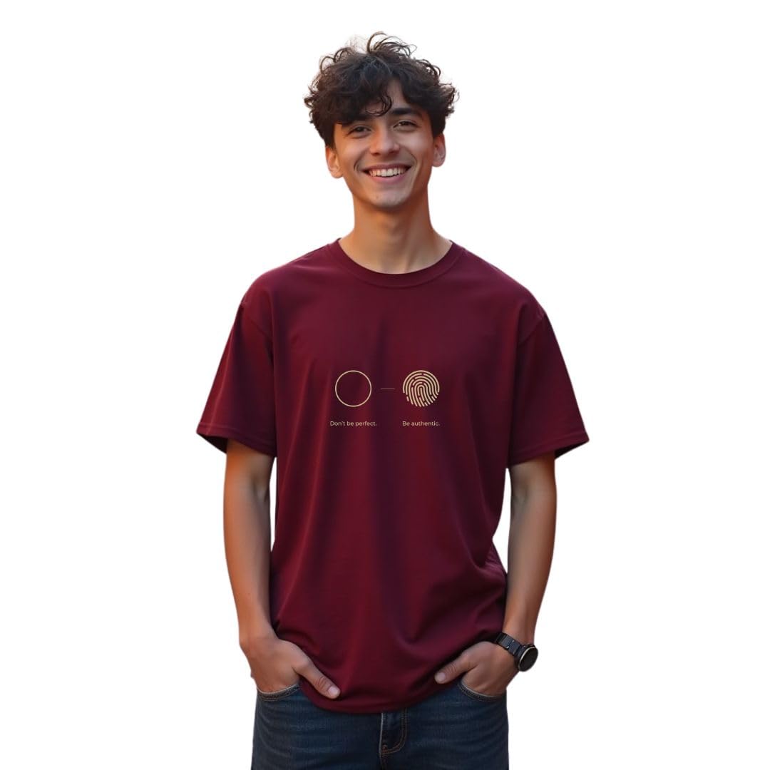 Nobero MenS Graphic Printed Regular Fit T-Shirt (1M-Twts-C1177-Bs_Wine Red