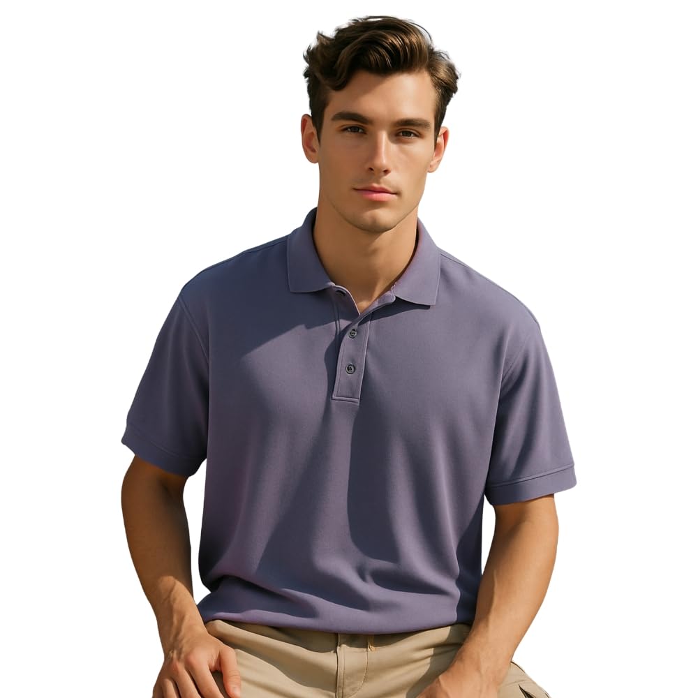 Nobero MenS Solid Regular Fit Polo Shirt (1M-Twpo-R0002-Bl_Petunia