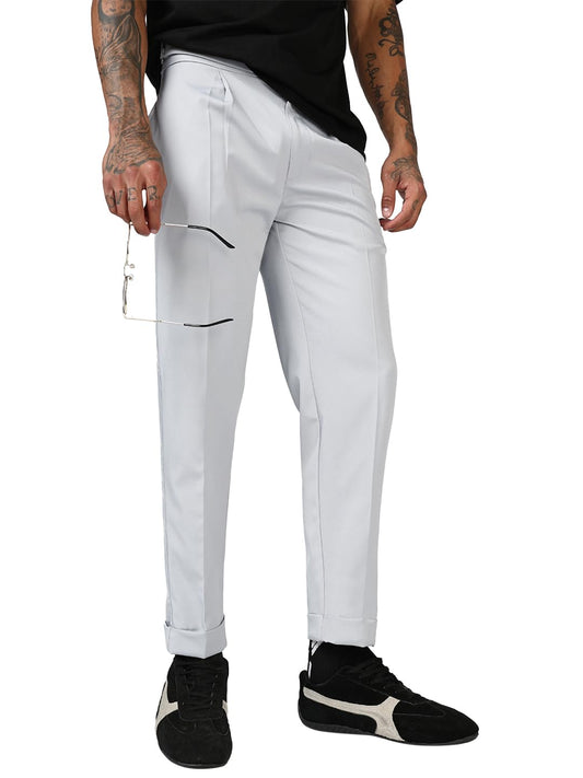 Bewakoof Mens Solid Regular Fit Cotton Lycra Blend Gurkha Pants_684495_Grey_28