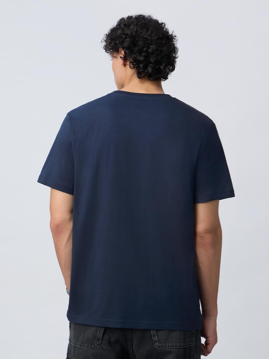 The Souled Store Originals: Handle Like Adults Men and Boys Short Sleeves Round Neck Blue Graphic Printed Relaxed Fit Cotton T-S