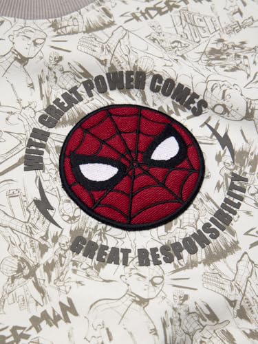 The Souled Store Official Spider-Man : Great Power Boys Long Sleeves Round Neck Color Blocked Regular Fit Cotton Sweatshirts Whi