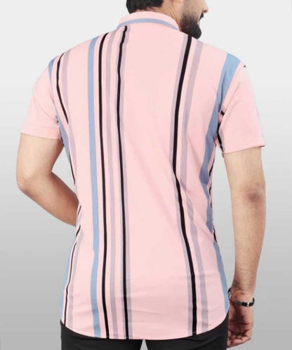 Lookmark MenS Stylish Lycra Blend Half Sleeve Shirt With Spread Collar - Featuring Trendy Prints For Casual Wear (Az-Lm-Og-Shir