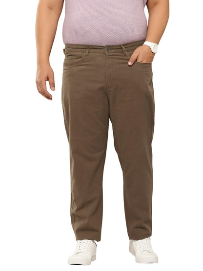 Thomas Scott Mens | Smart | Plus Size | Regular Fit | 100% Cotton | Solid | 5 Pockets | Woven | Chinos | Trouser (TSB097_DarkKh