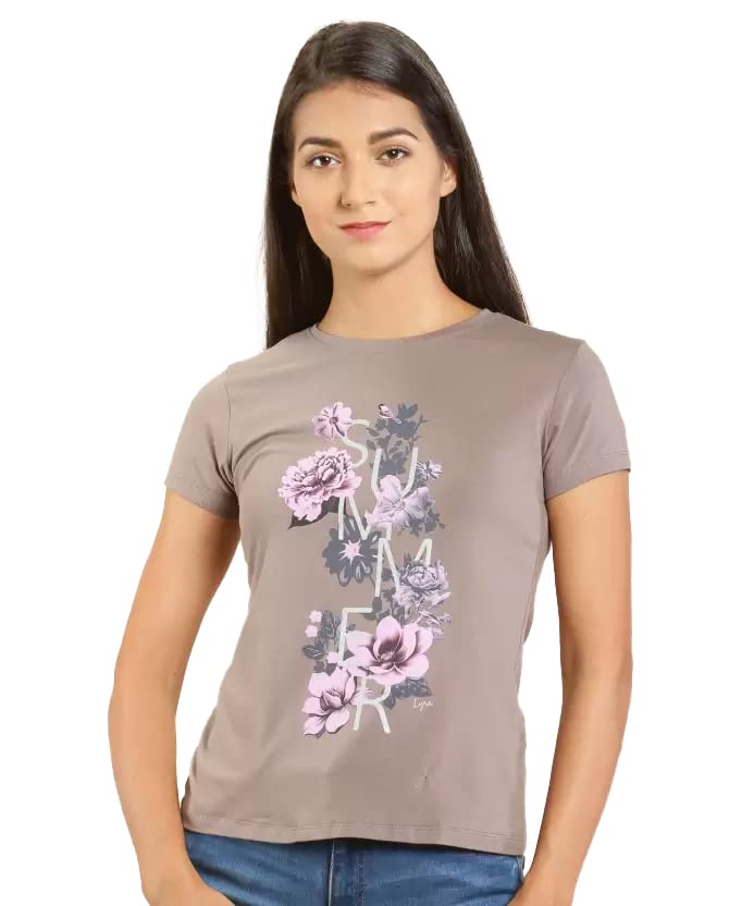 Lyra Pure Cotton Round Neck Printed T-Shirt For Women