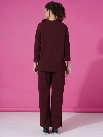 Selvia Womens Co-ords Set|Lycra Oversized Top & Trouser Set|Casual Co-ords Set for Women|Two Piece Co-ord Set|Office Wear Co-or