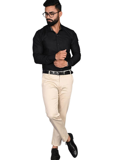 Tee Projekt Premium Plain Cotton Shirt for Men | Cotton Shirt | Casual Shirt | Solid Shirt | Full Sleeves | Formal Shirt (NS-ST1