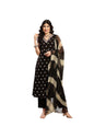 Stylum Womens Floral Printed & Embroidered Rayon A-Line Kurta With Dupatta