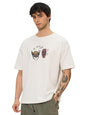 The Souled Store Official Marvel: Best Buds Men and Boys Short Sleeves Round Neck White Graphic Printed Cotton Oversized T-Shirt