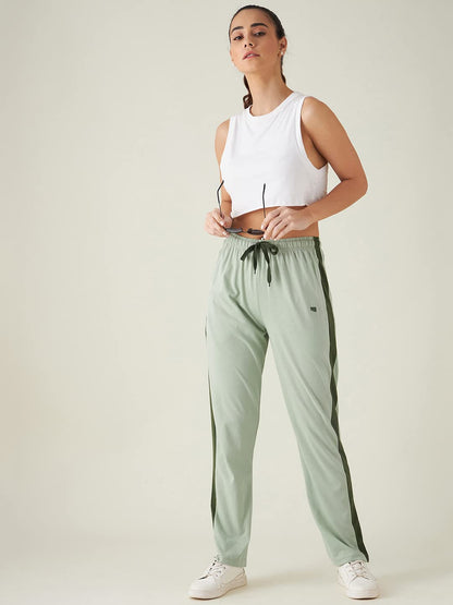 Modeve Striped Women Green Track Pant