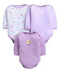 Bumzee Baby Girls Cotton Full Sleeves Bodysuit/Onesie/Leotard Lavender & White - New Born (Peb11030A-Lvd)