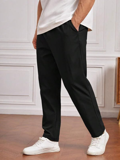 SMOWKLY Mens Poly-Lycra Premium Stretch Waist Dress Pants || Wrinkle Free, 3 Pockets, Tailored Fit, Straight Leg || Golfers St