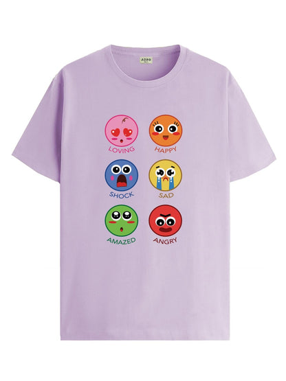 ADRO T Shirts for Boys & Girls || Emotions of Smiley Printed T-Shirt || Ages 3-14 || 100% Cotton Round Neck Tshirt for Boys & Gi