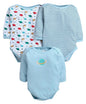 Bumzee Baby Boys Cotton Full Sleeves Bodysuit/Onesie/Leotard Sky Blue & White - New Born (Peb11026A-Sbl)