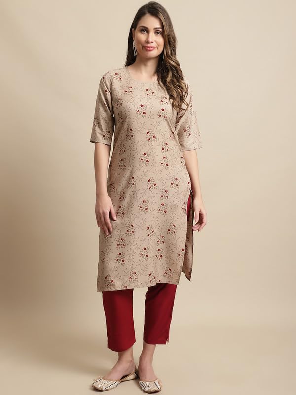 Pinkmint Kurta Set for Women ll Printed Kurti & Pant Set ll Combo Kurta Set ll (Pack of 2) Beige-White