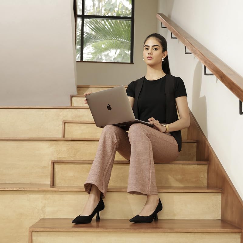 BlissClub Women Werk-It Flare Pants | High Rise| Wide Waistband | Lightweight & Breathable Cottonflex Fabric | 4 Pockets| Herrin
