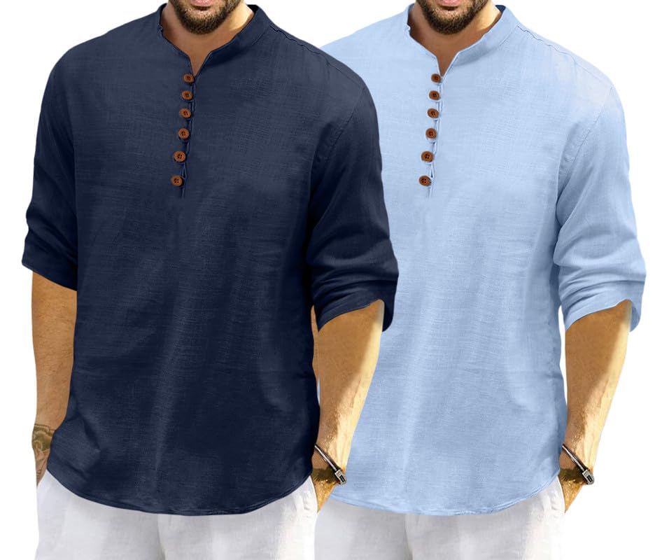 Royalscout MenS Cotton Polyester Blend Solid Regular Fit Full Sleeve Short Kurta | Ethnic, Lightweight Summer Kurta For Daily &