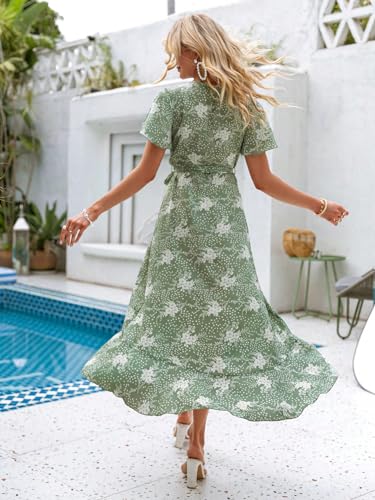 KOTTY Womens Wrap Light Green, White Dress