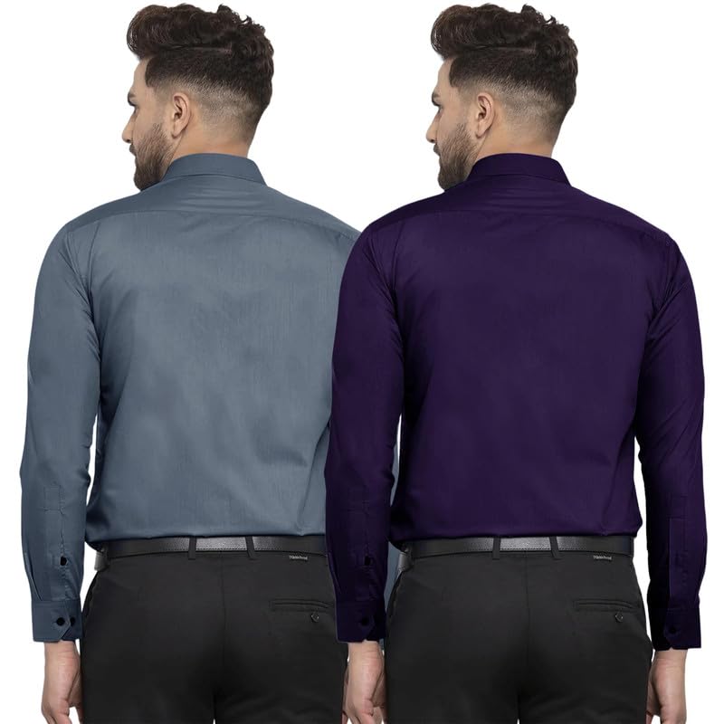 Pinkmint Mens Cotton Soild Full Sleeve Spread Collar Casual Combo Formal Shirt