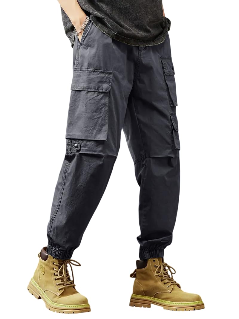 TAGAS Men Cotton Cargo Trouser ||Joggers Cargo for Men|| Mens Multi Pocket Cargos Pants||MC-17 Dark Grey