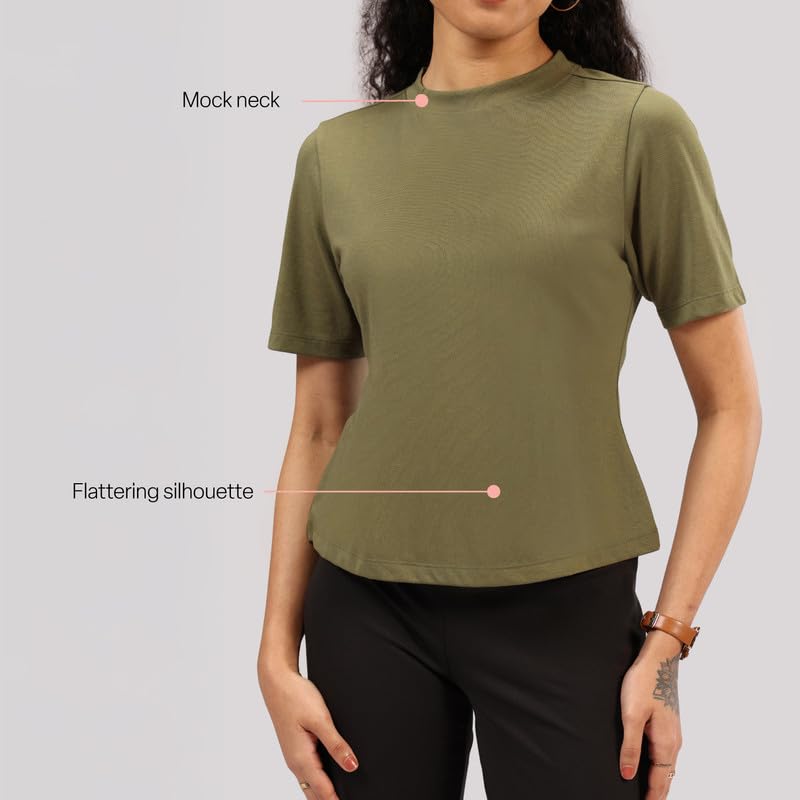 BlissClub Cotton Pro High Neck Top, Cotton-Like Comfort, Sweat-Free Confidence, Chic high Neck, Flattering fit
