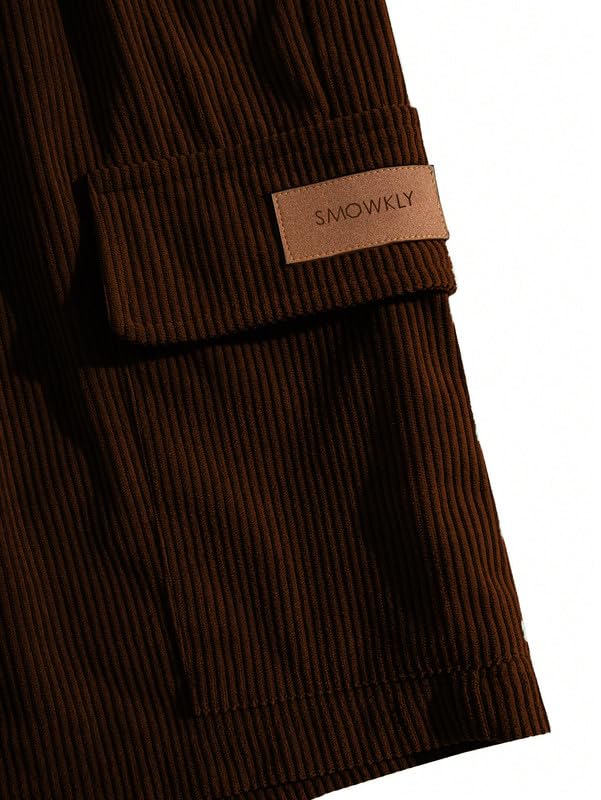 SMOWKLY Authentics Classic Mens Ribbed Polycotton Relaxed Fit Cargo Stretch Shorts || Half Pant with Drawstring & 4 Pockets ||