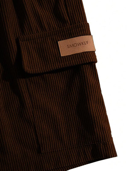 SMOWKLY Authentics Classic Mens Ribbed Polycotton Relaxed Fit Cargo Stretch Shorts || Half Pant with Drawstring & 4 Pockets ||