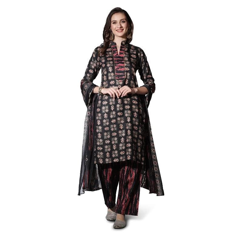 DHRUVI TRENDZ Women's Cotton Blend Floral Kurta Set with Dupatta | Kurta Set | Festive Kurta Set | Regular Fit Kurta