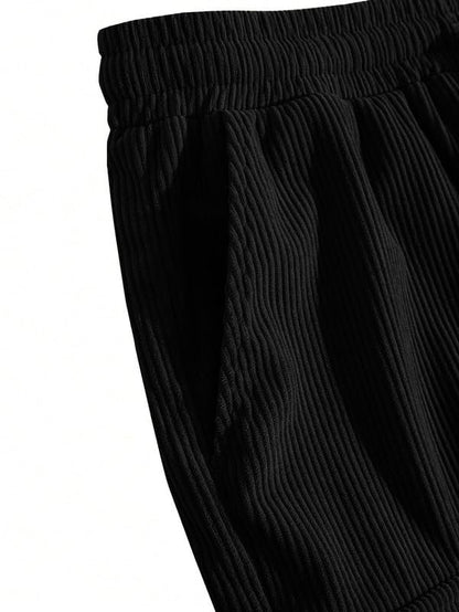 SMOWKLY Authentics Classic Mens Ribbed Polycotton Relaxed Fit Cargo Stretch Shorts || Half Pant with Drawstring & 4 Pockets ||