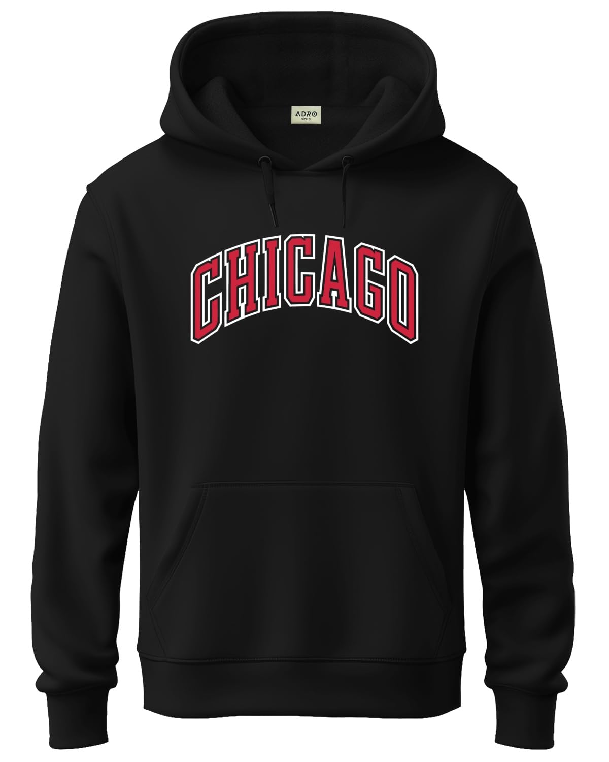 ADRO Men's Cotton Neck Hooded Sweatshirt (H24-CAGO-BL_Black