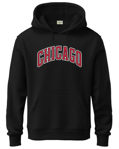 ADRO Men's Cotton Neck Hooded Sweatshirt (H24-CAGO-BL_Black