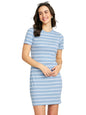 Modeve Women Striped Bodycon Dress Sky