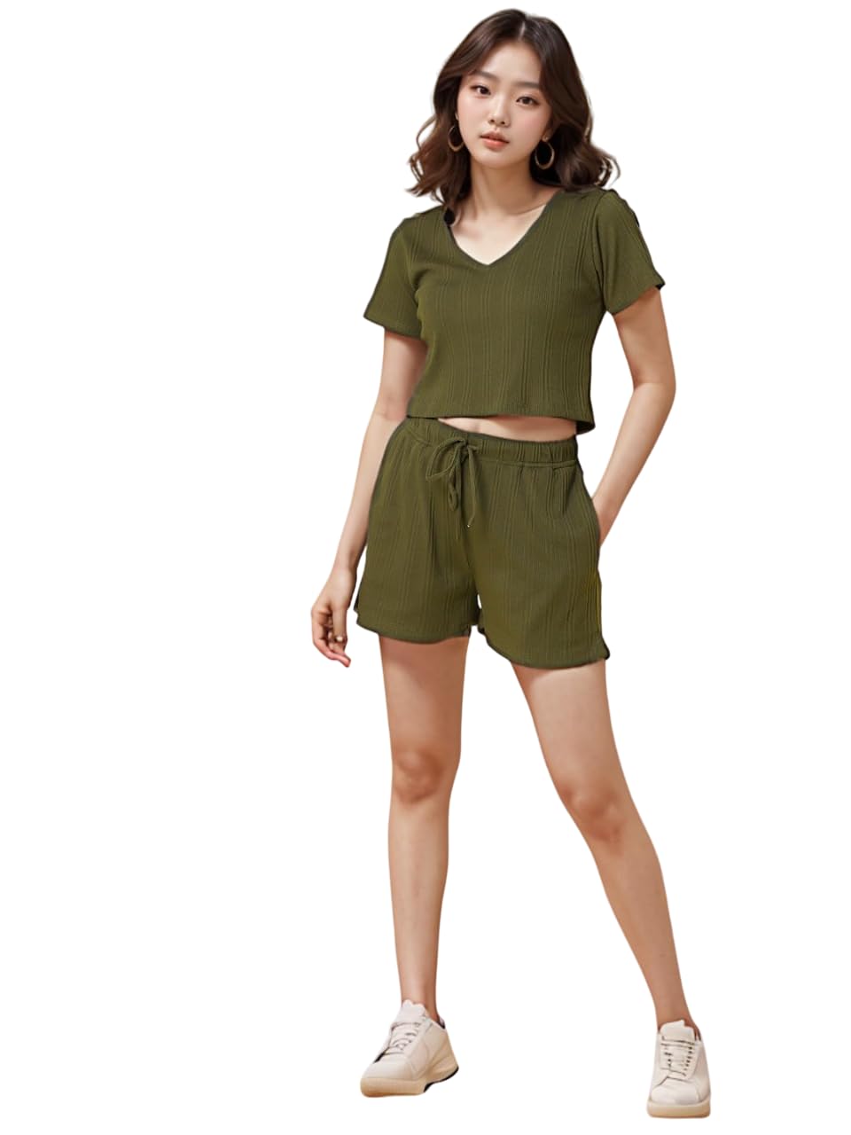 Rigo Waffle Knit Top and Shorts Co-ord Set for Women | Round Neck, Half Sleeves | Stylish Dresses | Night Suit Set | Beach, Vaca