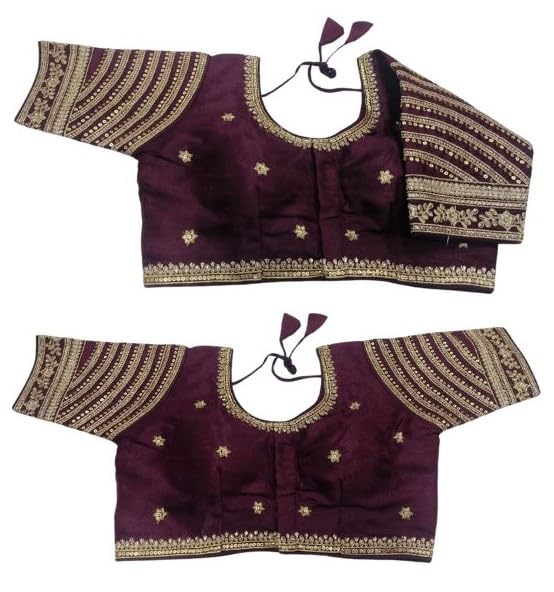 Pujia Mills Womens Blouse Readymade Blouse Embroidery Multi Coding Gold Thread Indian Ethnic Designer Stitched Womens Readymad